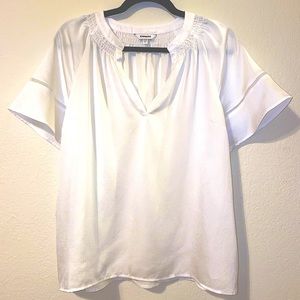 Express white short sleeve blouse with sleeve detailing